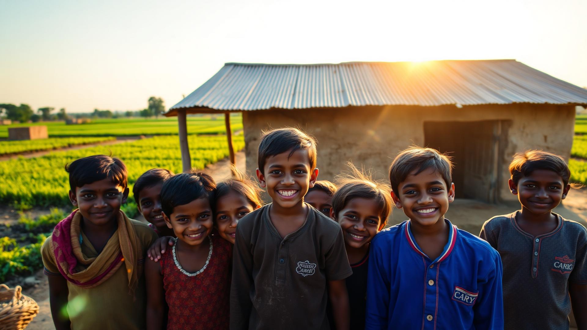 Children outside a rural classroom in Bihar