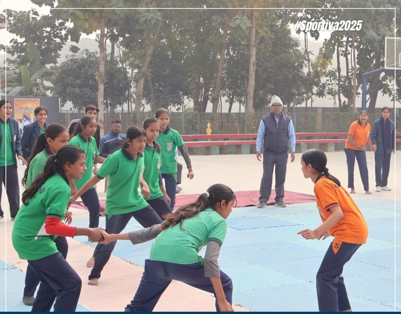 Girls participating in an outdoor sports activity supported by the foundation